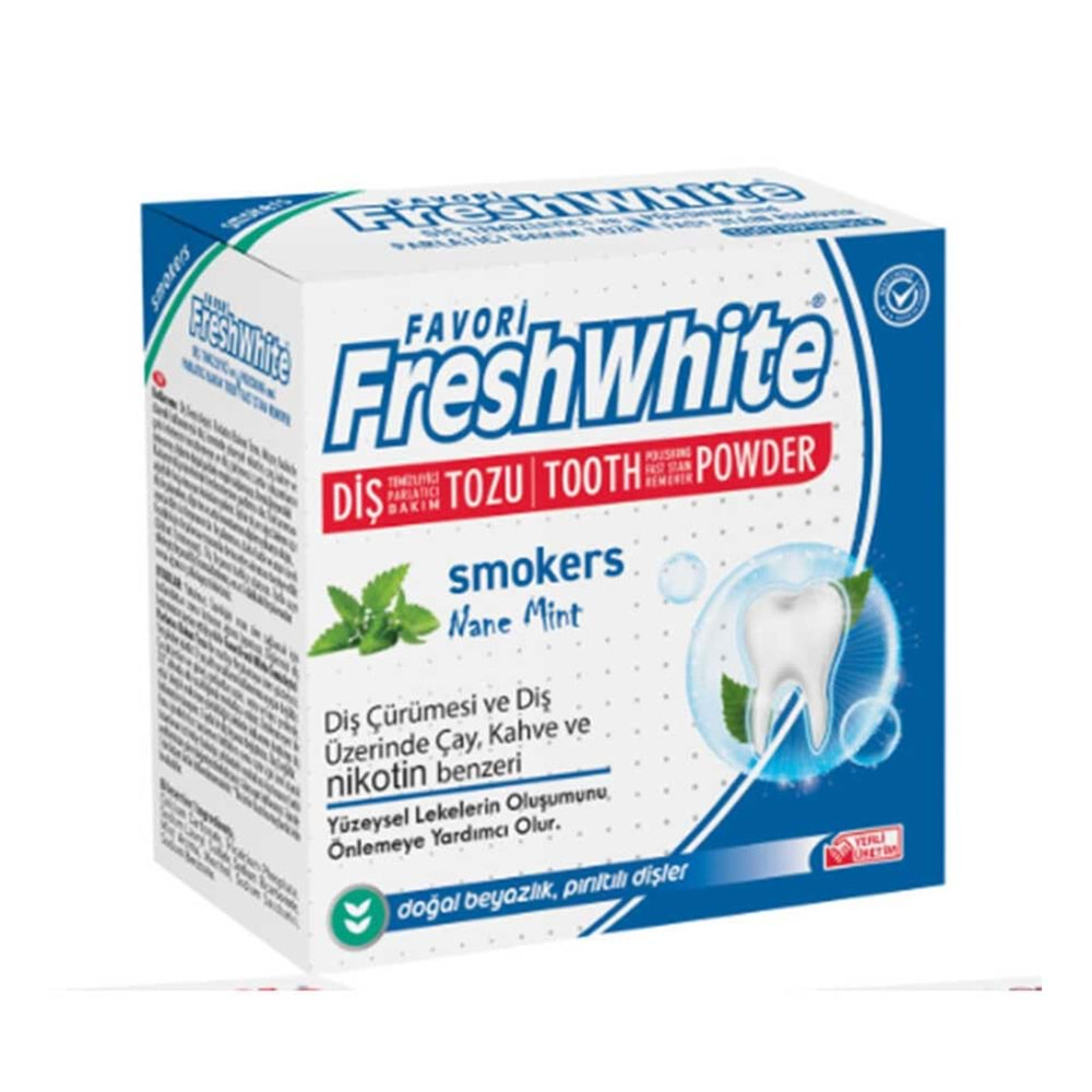 FRESH WHİTE DİŞ TEMİZLEME TOZU 50 GR. SMOKERS