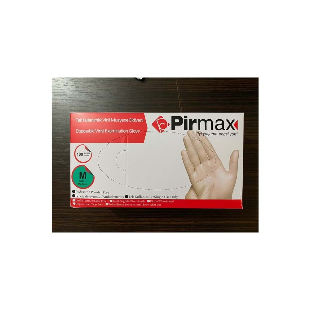 PİRMAX PUDRASIZ VİNİL ELDİVEN MEDİUM 100 LÜ