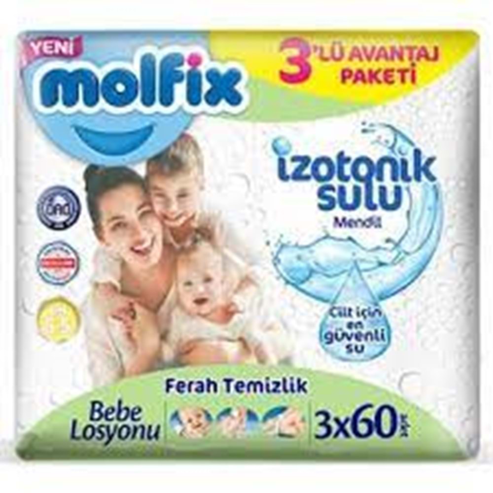 MOLFİX ISLAK MENDİL İZOTONİK SULU 3 X 60 ADET