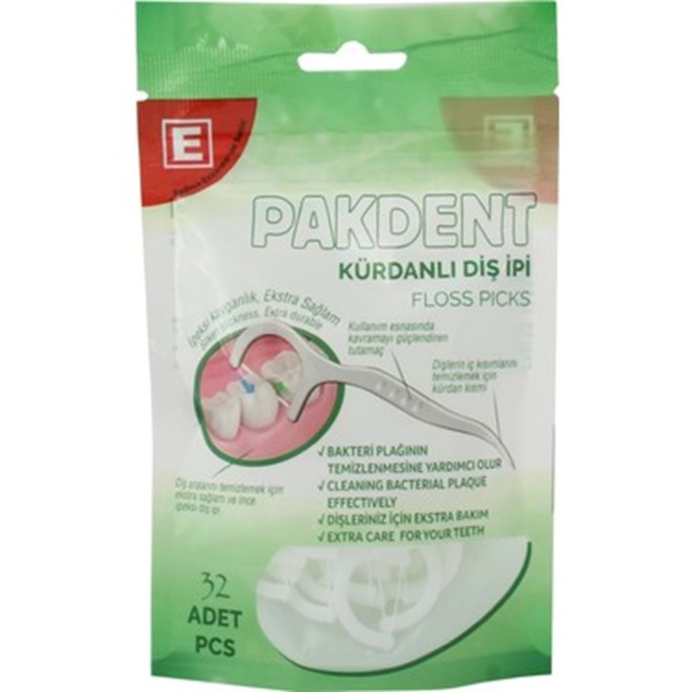 PAKDENT KÜRDANLI DİŞ İPİ POŞET 32 ADET