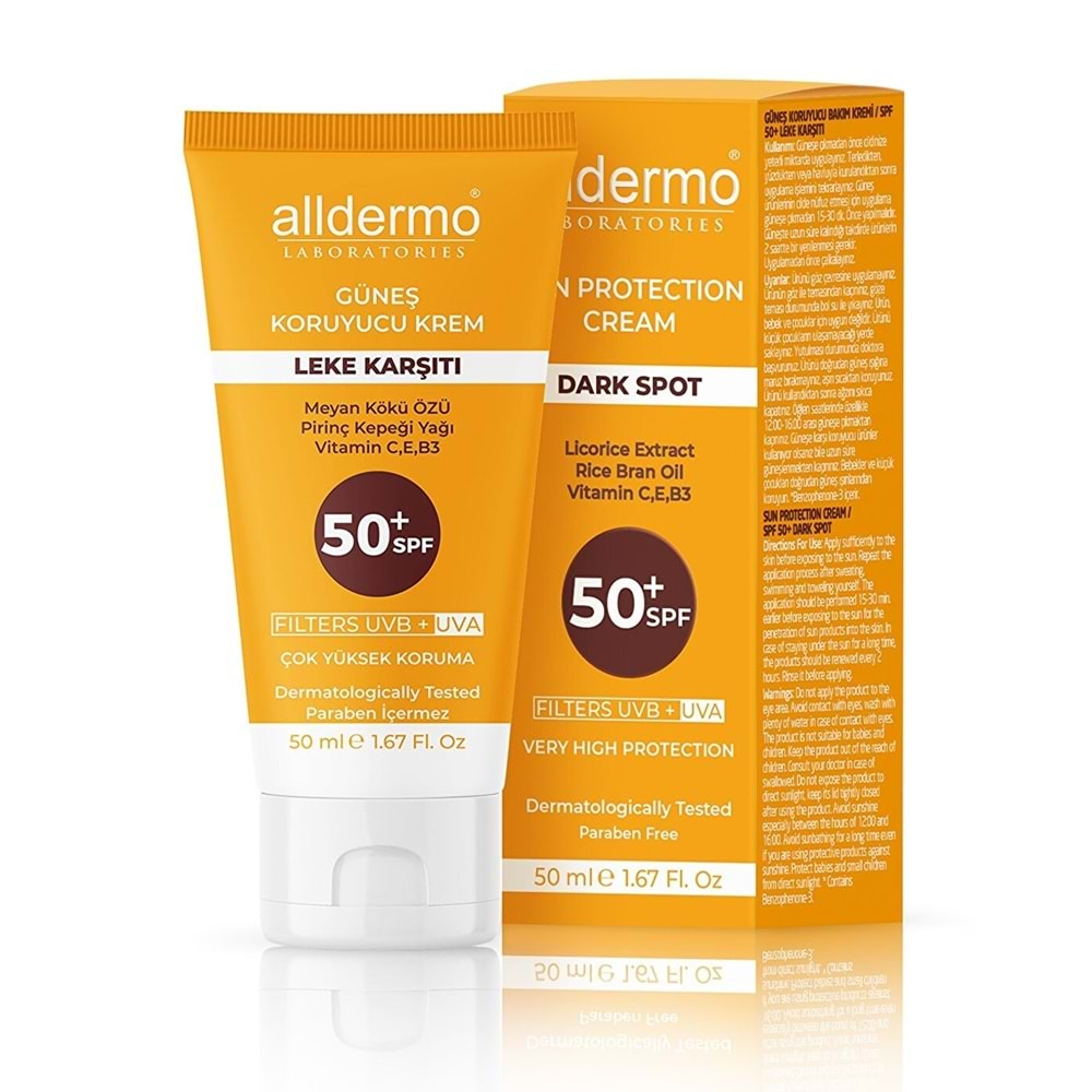 ALLDERMO GÜNEŞ KREMİ SPF 50+ LEKE KARŞITI 50 ML