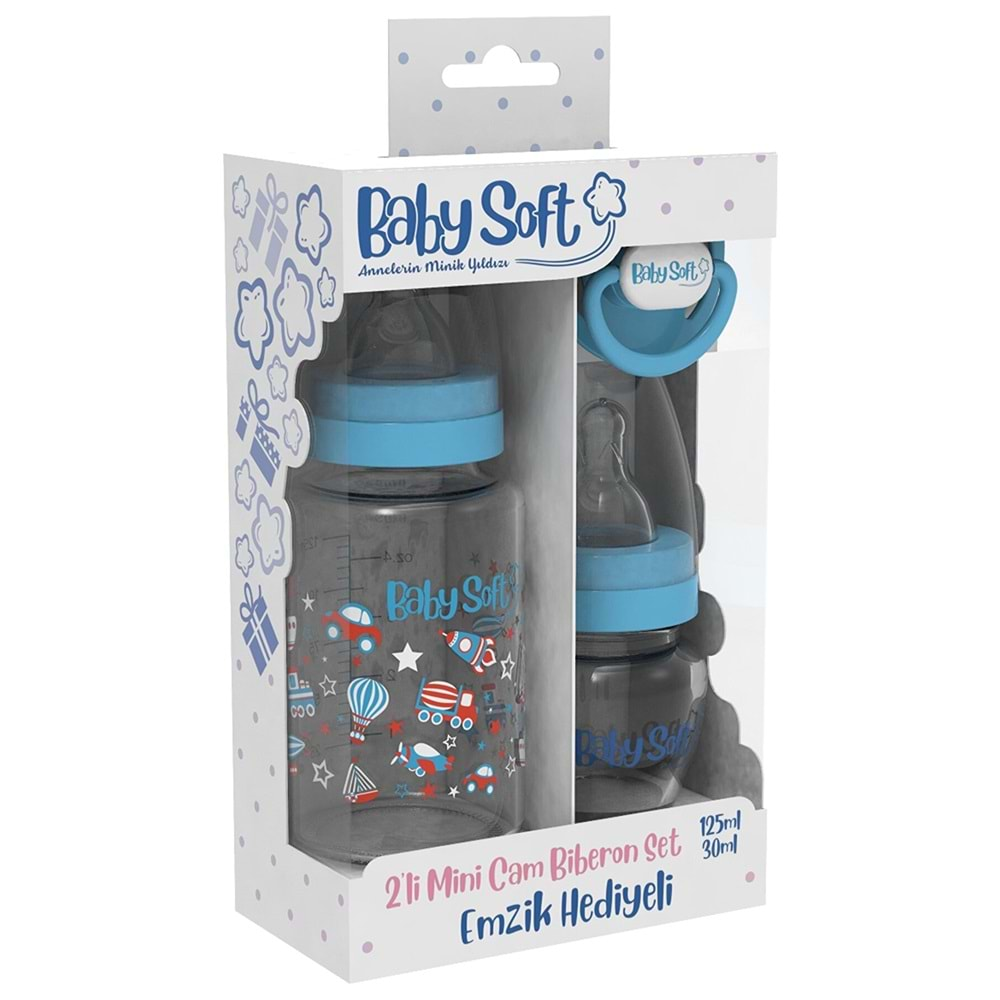 BABYSOFT 536 CAM BİBERON 125 ML + 30 ML + EMZİK