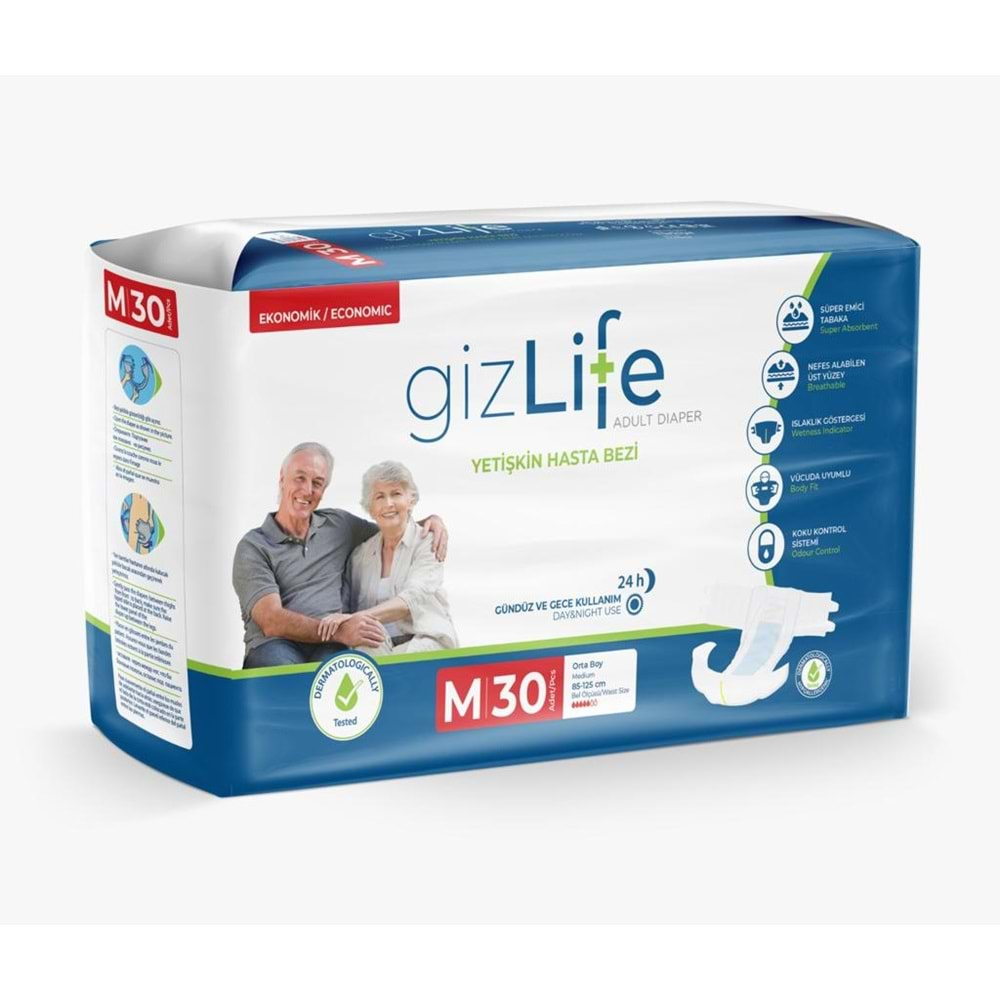 GİZLİFE HASTA BEZİ BELBANTLI 30 LU MEDIUM