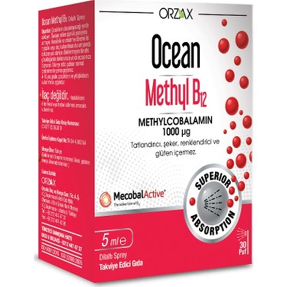 OCEAN METHYL B12 1000 MCG DİLALTI SPREY 5 ML