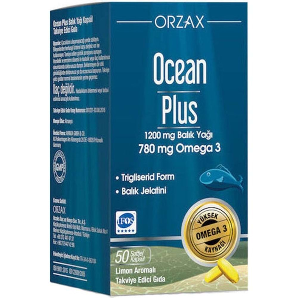 OCEAN PLUS BALIK YAĞI 1200 MG + OMEGA 3 780 MG 50 KAPSÜL