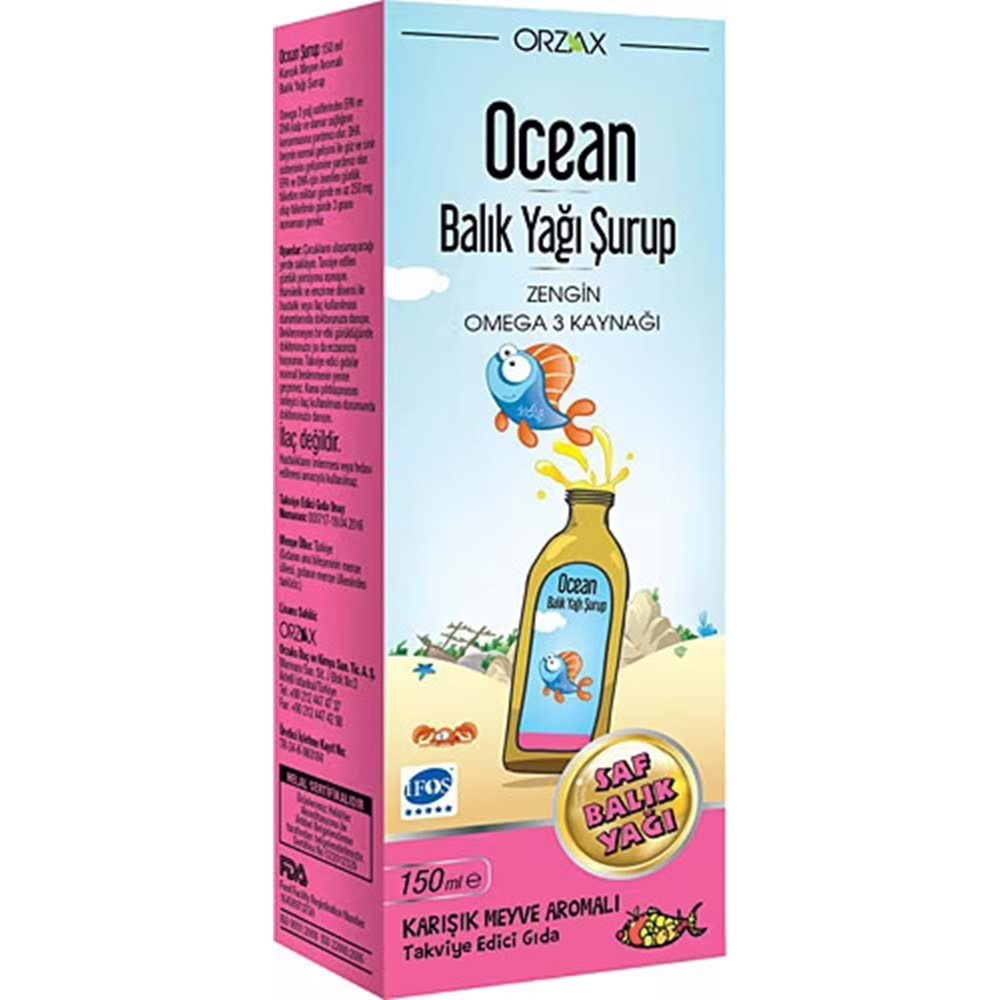 OCEAN BALIK YAĞI KARIŞIK MEYVE AROMALI ŞURUP 150 ML