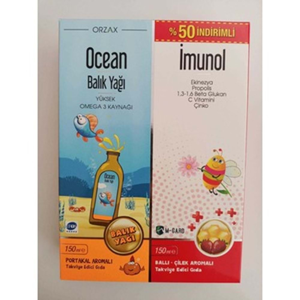 OCEAN BALIK YAĞI PORTAKAL AROMALI ŞURUP 150 ML + İMUNOL 150 ML