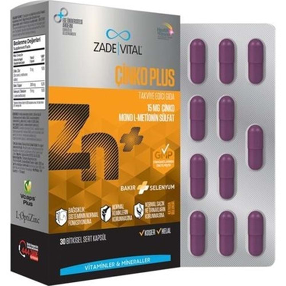 ZADEVİTAL ÇİNKO PLUS 15 MG 30 KAPSÜL