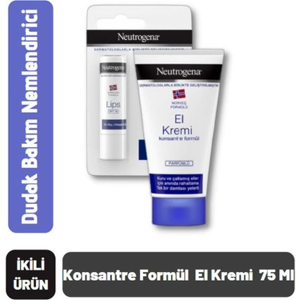 NEUTROGENA PARFÜMLÜ EL KREMİ 75 ML + DUDAK KREMİ 4,8 GR.