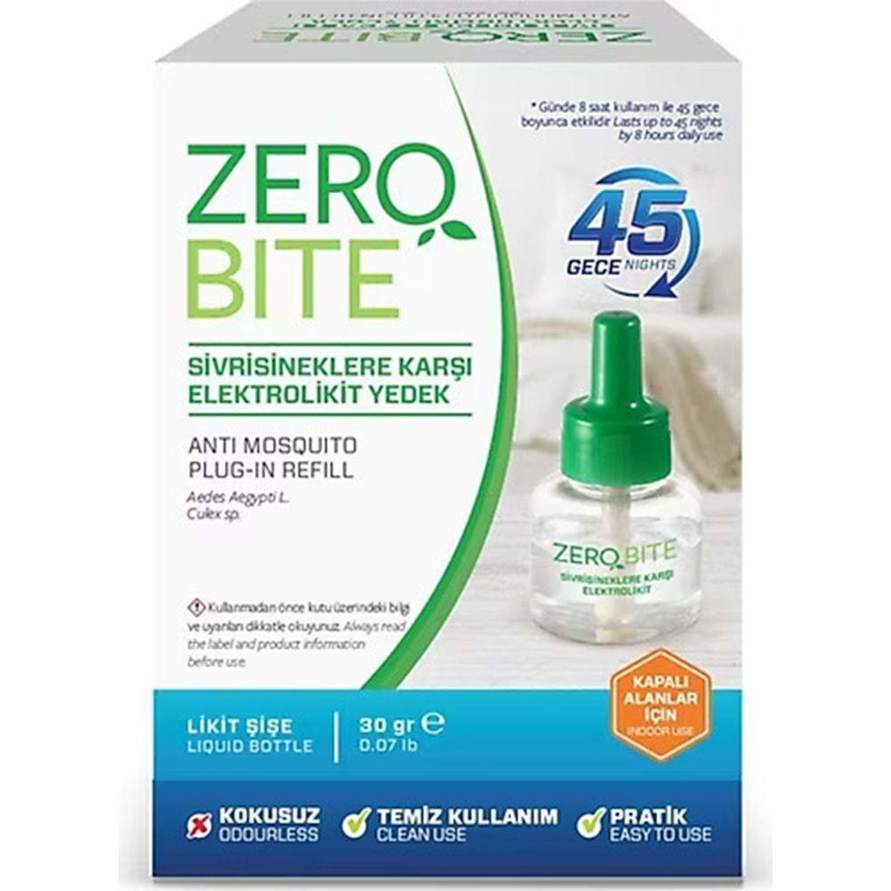 ZEROBİTE ELEKTROLİKİT YEDEK 45 GECE 30 GR.