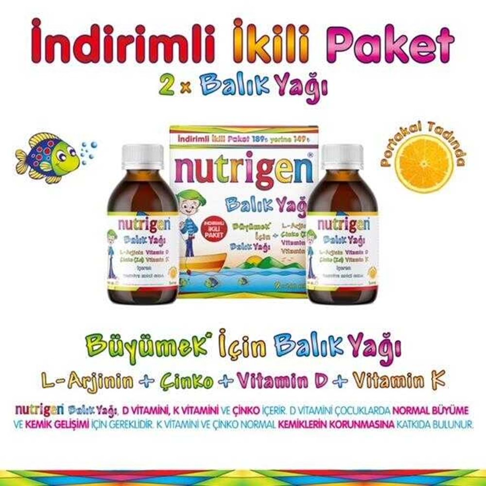 NUTRİGEN BALIK YAĞI 200 ML + BALIK YAĞI 200 ML