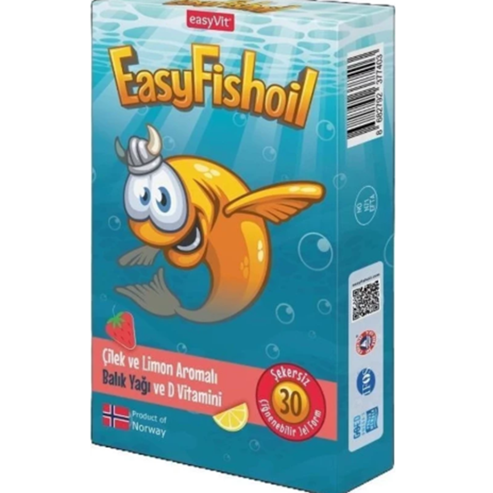 EASYFISHOIL ÇİLEK&LİMON AROMALI BALIK YAĞI JEL FORM 30 TB.