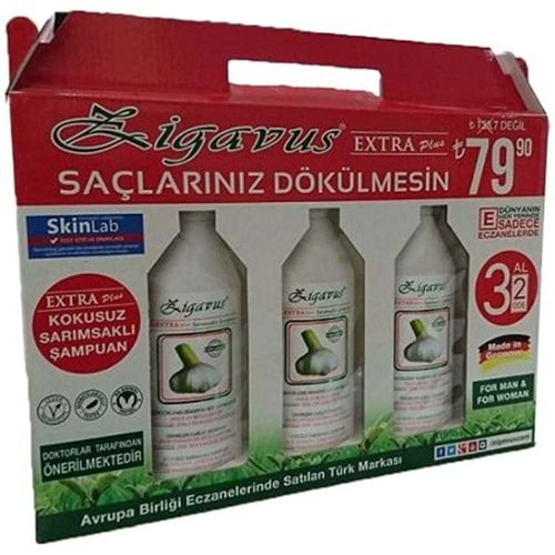 ZİGAVUS EXTRA PLUS SARIMSAKLI ŞAMPUAN 3 AL 2 ÖDE 300 ML