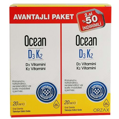 OCEAN D3 K2 ORAL DAMLA 20 ML + 20 ML