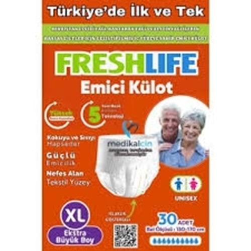 FRESHLİFE HASTA BEZİ KÜLOTLU XLARGE 30 LU