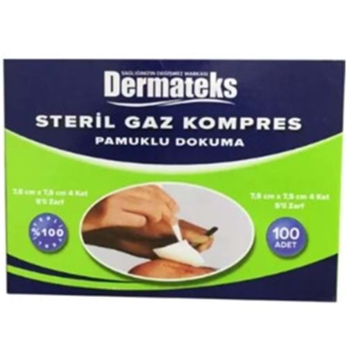 DERMATEKS GAZLI BEZ 7,5 CM X 7,5 CM 4 KAT 5Lİ ZARF 100 ADET