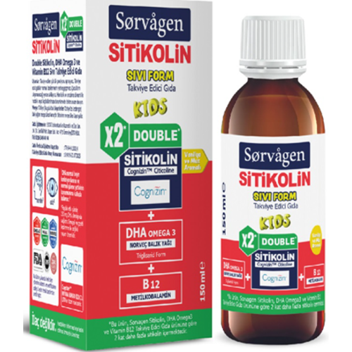 SORVAGEN DOUBLE SİTİKOLİN SIVI FORM KIDS VANİLYA&MUZ AROMALI 150 ML