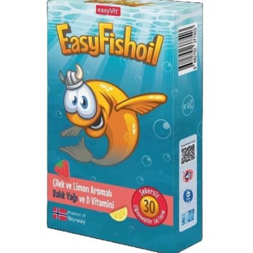 EASYFISHOIL ÇİLEK&LİMON AROMALI BALIK YAĞI JEL FORM 30 TB.