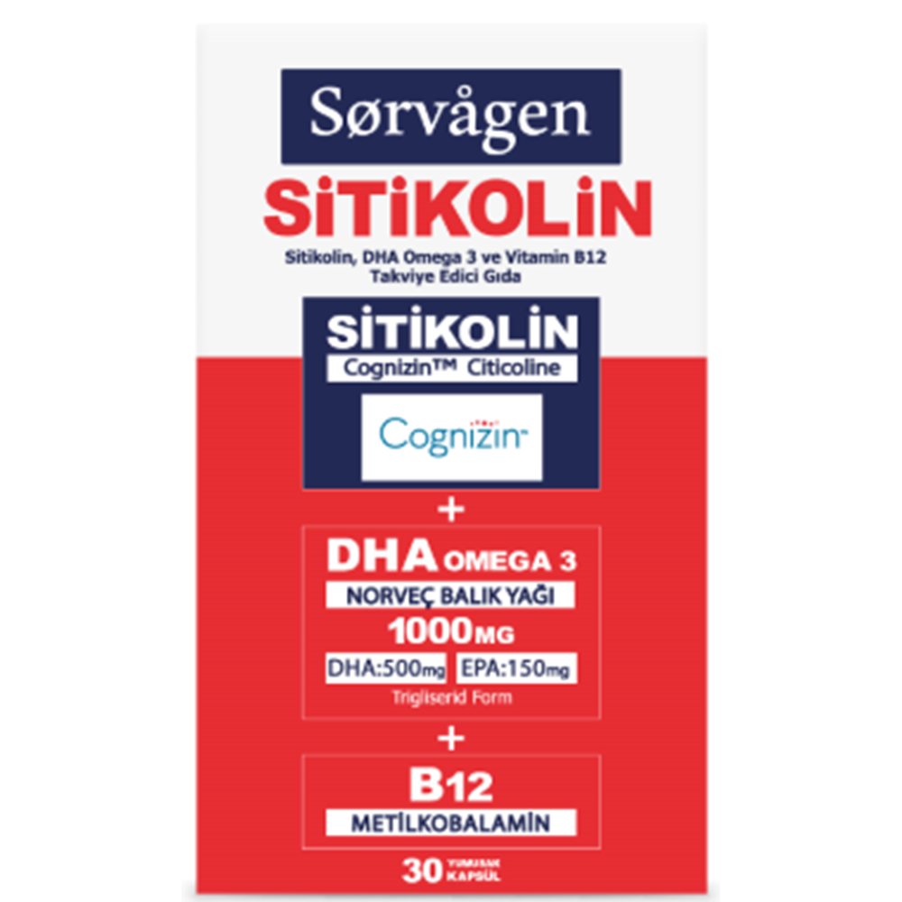 SORVAGEN SMART SİTİKOLİN DHA OMEGA 3 & VİTAMİN B12 30 KAPSÜL