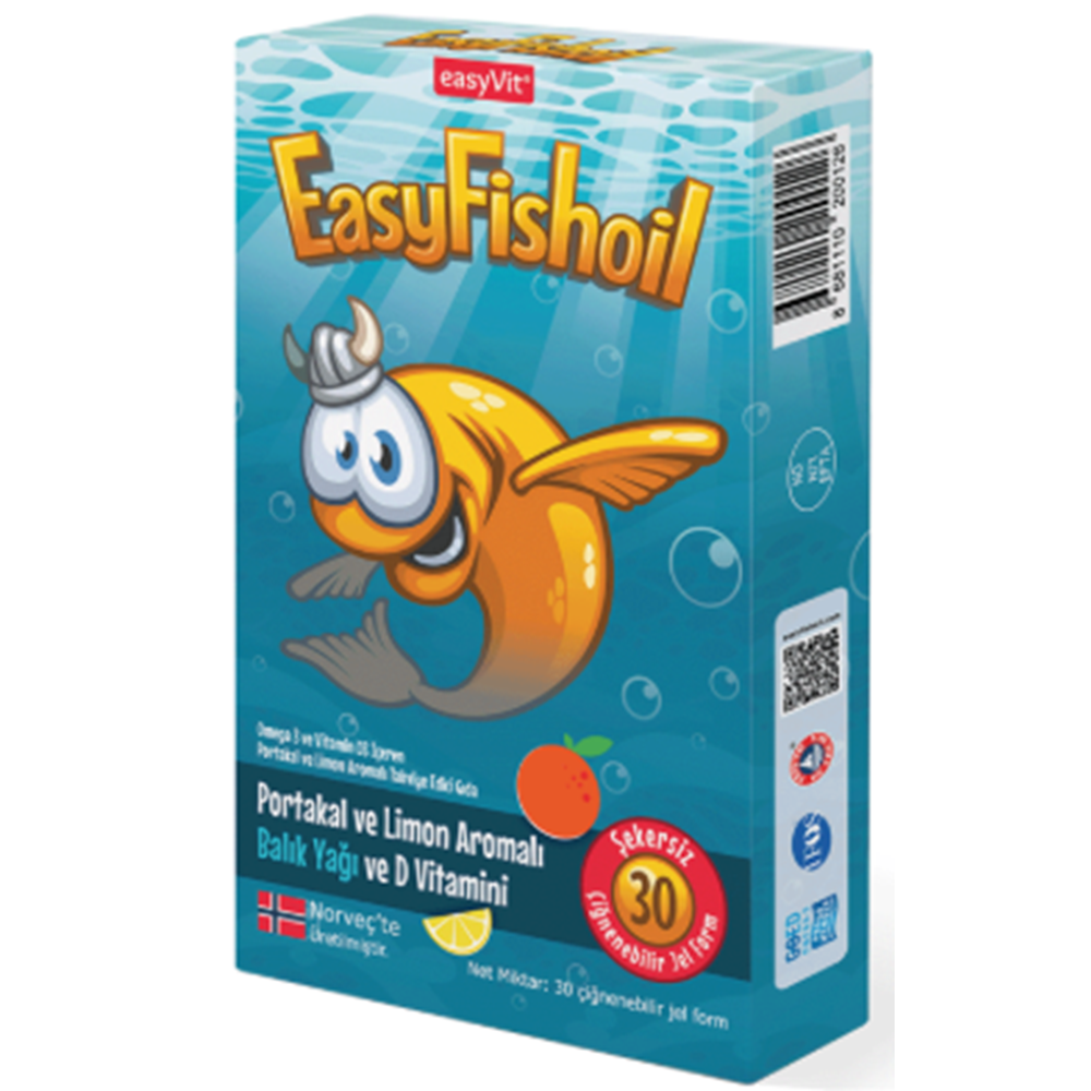 EASYFISHOIL PORTAKAL&LİMON AROMALI BALIK YAĞI JEL FORM 30 TB.